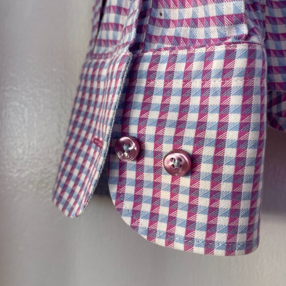 Stone Rose Gingham Check Dress Shirt - Pink/Blue/White - Size 4 (Large) - Picture 3 of 9